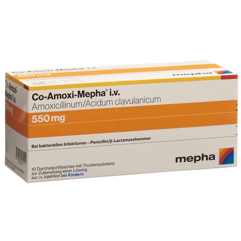 CO-AMOXI Mepha Trockensub 550 mg Durchstf 10 Stk