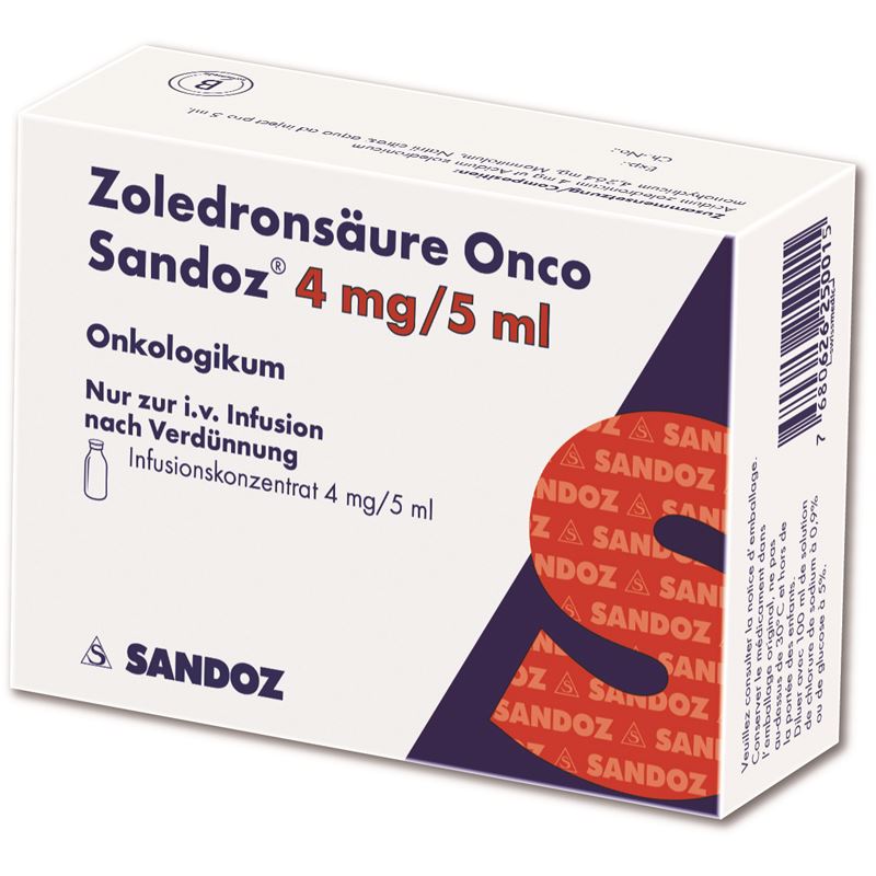 ZOLEDRONSÄURE Onco Sandoz 4 mg/5ml Durchstf