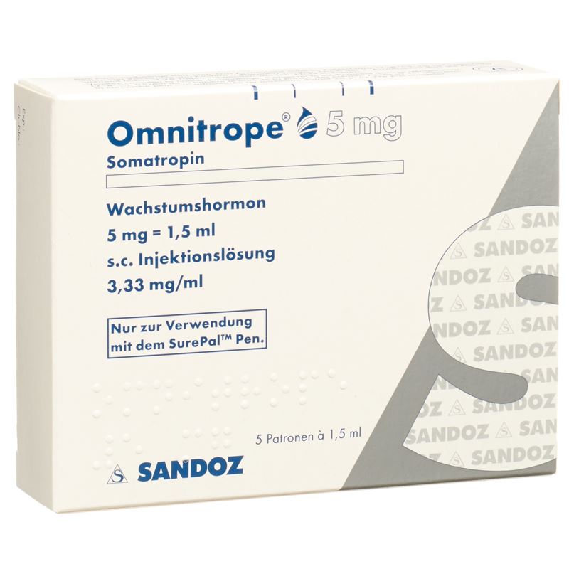 OMNITROPE Patr SurePal Inj Lös 5 mg/1.5ml 5 Stk