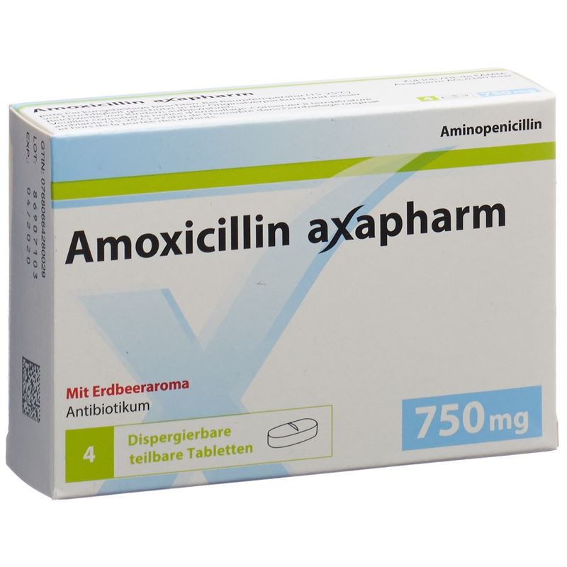 AMOXICILLIN axapharm Disp Tabl 750 mg 4 Stk