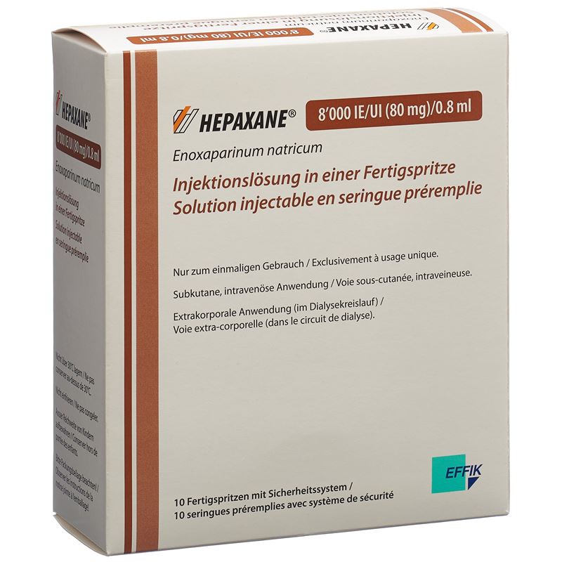 HEPAXANE Inj Lös 80 mg/0.8ml Fertspr 10 Stk