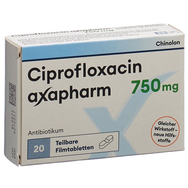 CIPROFLOXACIN axapharm Filmtabl 750 mg 20 Stk